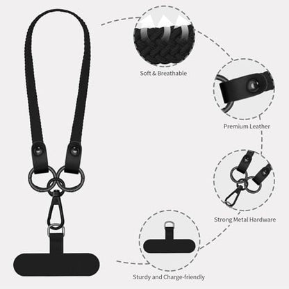 Hovmwey Stretchy Phone Lanyard Tether, 2 Pack Phone Leash Anti-theft Phone Strap for Anti-drop Outdoor Hiking Cycling Climbing Universal for Most Cell Phones, Black - color: Black