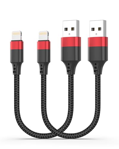 Bkduice 1ft Short iPhone Charger Cable, [MFi Certified] 2 Pack Short Lightning Cable, Braided 12 inch USB to Lightning Cord Fast Charging for iPhone 14 13 12 11 Pro Max XR XS 8 SE iPod - size: 1 foot