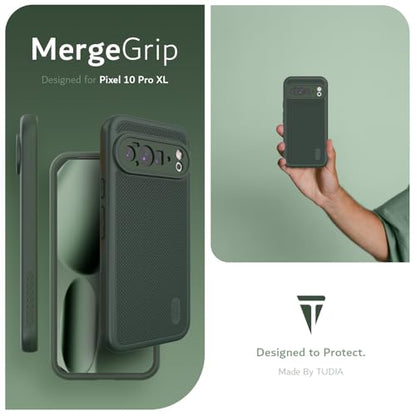 TUDIA MergeGrip [Compatible with Magsafe & Pixelsnap] for Google Pixel 10 Pro XL Case 2025, [Military Grade] Dual-Layer Shockproof Slim Non-Slip Heavy Duty Protective Phone Cases – Pine Green - color: Pine Green, size: Pixelsnap 10 Pro XL