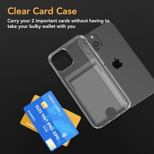 for iPhone 15 Clear Case with Card Holder - Hybrid Slim Fit Wallet with Card Slot, TPU + PC, Anti-Yellowing, 6.1" - color: Clear, size: iPhone 15