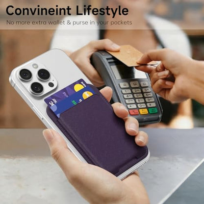 oakxco Phone Wallet Stick On, Slim Thin Adhesive ID Credit Card Holder Wallet Pocket Back of Phone Case, Hard Shell Plastic Sleeve Sticky Card Wallets Pouch for iPhone Samsung Pixel, Purple Lavender - color: Purple