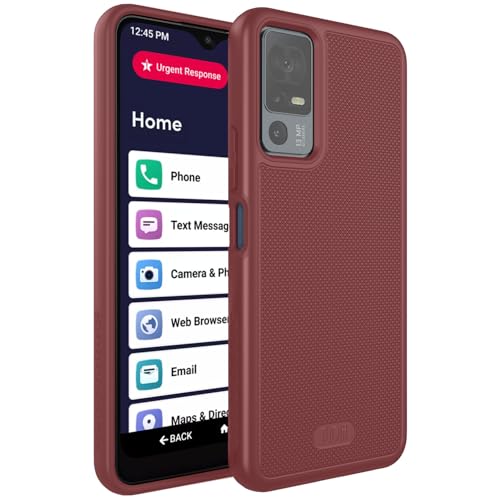 TUDIA MergeGrip for Jitterbug Smart 4 Case T608G, [Military Grade Drop Tested] Shockproof Protection Slim Rugged Dual Layer Heavy Duty Phone Cases for Senior - Burgundy - color: Burgundy