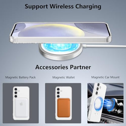 RALEAVO for Samsung Galaxy S25 Plus Case Clear Magnetic Phone Case [Compatible with MagSafe] Slim Transparent Acrylic Hard Back Military Drop Protection Phone Cover,Clear - color: Magnetic & Clear, size: S25 Plus