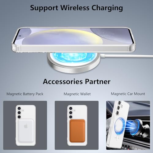 RALEAVO for Samsung Galaxy S26 Case Clear Magnetic Phone Case [Compatible with MagSafe] Slim Transparent Acrylic Hard Back Military Drop Protection Phone Cover,Clear - color: Magnetic & Clear, size: S26