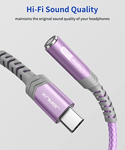 JSAUX USB C to 3.5mm AUX Audio Adapter for iPhone 18 Pro Max, Purple - color: Purple, size: 1 x 0.6ft