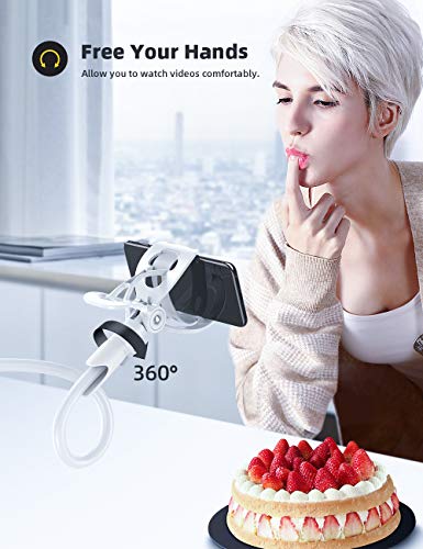 Lamicall Phone Holder, Gooseneck Mount, Compatible with 4-7'' Smartphones and Desktops, Adjustable Arm and Non-Slip Base, Easy to Install and Use - color: White