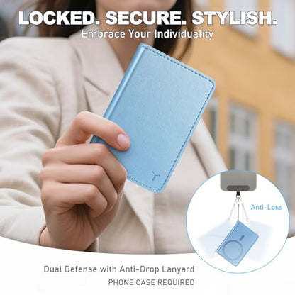 TUCCH Magnetic Wallet for iPhone 17/16/15/14/13/12 Pro/Pro Max, Pearly Blue | 6 Card Holders, Compatible with Magsafe, RFID Blocking, Folio Card Case, Clear ID Window, PU Leather - color: Pearly Light Blue