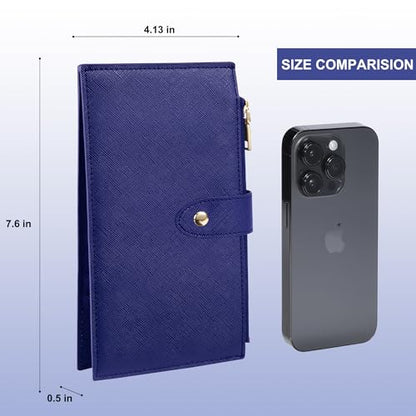 Travelambo RFID Wallet Women Large Size Bifold Multi Card Wallet Case with Zipper Pocke Credit Card Holder for Women - color: Blue Purplish