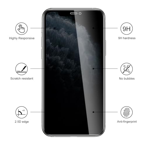 3 Pack Privacy Screen Protector for iPhone 11 Pro Max/iPhone Xs Max, 9H Hardness Double Shatterproof Anti-Spy Tempered Glass Film, Easy Installation - size: iPhone 11 Pro Max/iPhone Xs Max