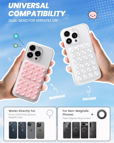 Klearlook 2Pack Magnetic Suction Phone Mount for MagSafe, Light Pink & Transparent - color: Light Pink & Transparent