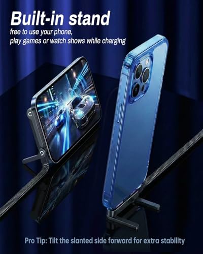 240W USB C to USB C Ultra Fast Charging Cable with Invisible Stand Flat Phone Charger 90 Degree Right Angle Plug T Shaped Foldable Stand Multi Functional Cord Black 4.9 Ft (1 Pack