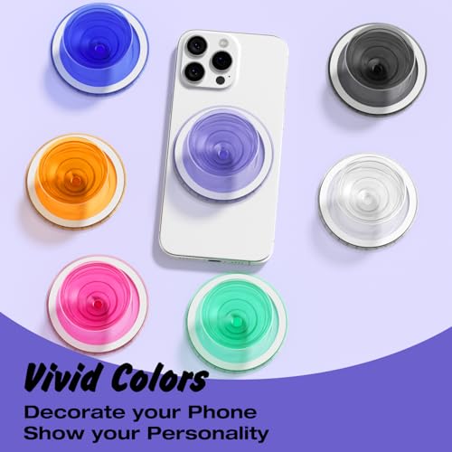 Svanove Magnetic Phone Grip Compatible with Magsafe, Mag Safe Translucent Clear Grip Collapsible Kickstand for iPhone Samsung Pixel, Cute Transparent Silicone Removable Phone Stand Holder, Lilac - color: Lilac, style: Magnetic
