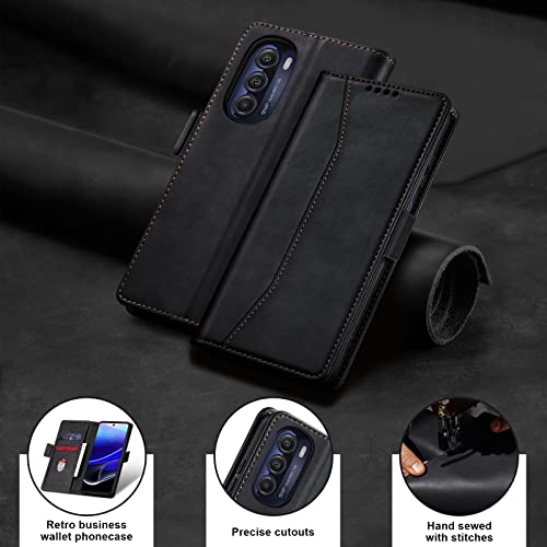 Jasonyu Flip Wallet Case for Moto G Stylus 5G (2022),Leather Magnetic Folio Cover with Card Holder,Kickstand - TPU Shockproof Durable Protective Phone Case,Black | PU Leather Magnetic Folio Cover,with Card Holder,Kickstand,TPU Shockproof,Durable,Protectiv
