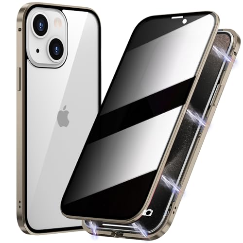 Magnetic Titanium for iPhone 15 Plus Privacy Screen Case Full Body Cover - color: Natural Titanium, size: iPhone 15 Plus