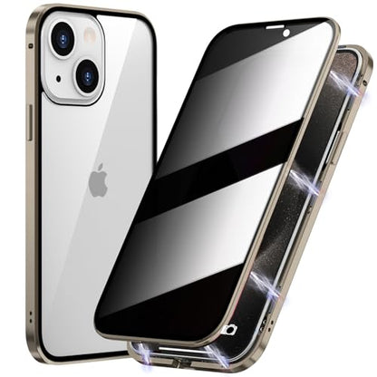 Magnetic Titanium for iPhone 15 Plus Privacy Screen Case Full Body Cover - color: Natural Titanium, size: iPhone 15 Plus