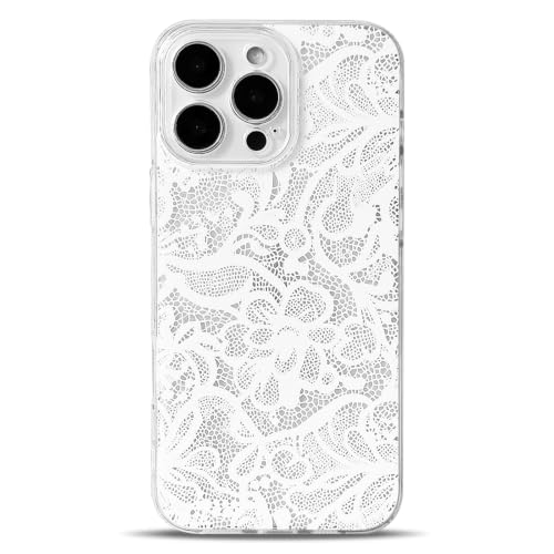 NITITOP Compatible for iPhone 16 Pro Max Case Flower - White | Cute, Clear, Stylish, Lace vines floral design, For Women Girls, silm, Soft TPU, Shockproof, Waterproof - color: White, size: iPhone 16 Pro Max