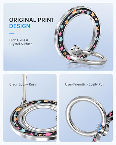 Magnetic Phone Ring, Compatible with MagSafe Phone Grip, Star - color: Star