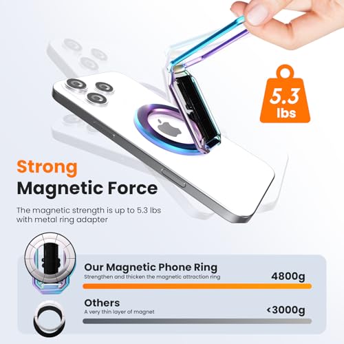 4-in-1 Phone Grip Stand for MagSafe,Loop Strap,Dual-Fold,360°Rotate,Rainbow - color: Rainbow