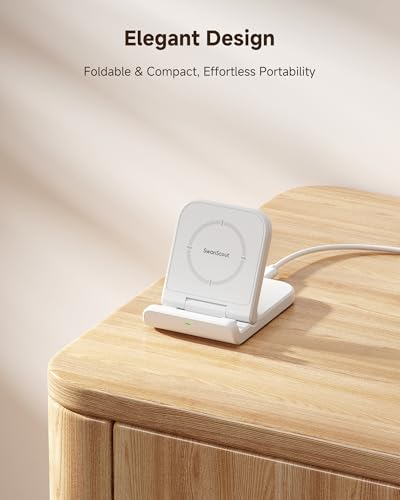 Foldable Wireless Charging Stand for Galaxy Z Flip 8 & Moto Razr Series - color: White