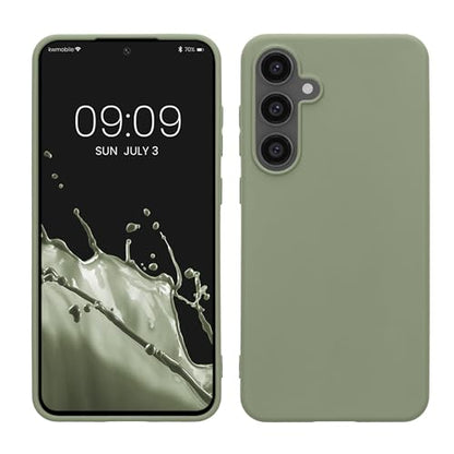 kwmobile Case Compatible with Samsung Galaxy S24 FE Case - Soft Slim Protective TPU Silicone Cover - Gray Green - color: gray green, size: Galaxy S24 FE