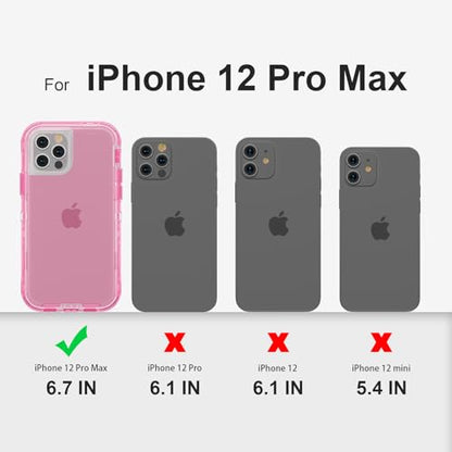 Follaroma for iPhone 12 Pro Max Case, 6.7 inch, Crystal Pink | Heavy Duty Shockproof Protection Phone Cases, Anti-Drop, Military Grade Dual Layer Transparent Rugged Protective Cover - color: Pink, size: iPhone 12 Pro Max 6.7‘’