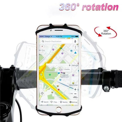 Bike Phone Mount Universal, 360°Rotation Silicone Bicycle Phone Holder Phone Holder for Bike Mount Compatible, for 4.7-6.9 Inches Phones, Easy Installation (2, Black)