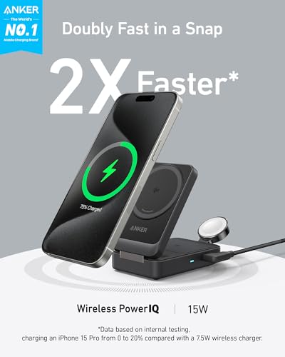 Anker MagGo 3-in-1 MagSafe-Compatible Qi2 15W Foldable Charging Station - color: Black