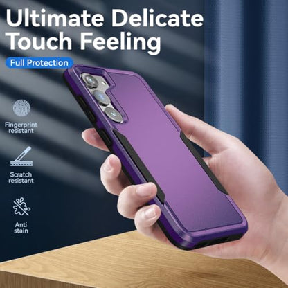 for Samsung Galaxy S23 Case with HD Screen Protector, Dual Layer Military Grade Drop Tested, Heavy Duty Rugged Shockproof Non-Slip Outdoor Protective Cover, Purple - color: Purple