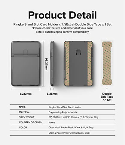 Ringke Stand Slot Card Holder [Phone Wallet Stick on + Stand] ID & Credit Card Holder for Phone Case, Solid Card Wallet with Phone Kickstand Compatible with iPhone Galaxy Android - Smoke Black - color: Smoke Black