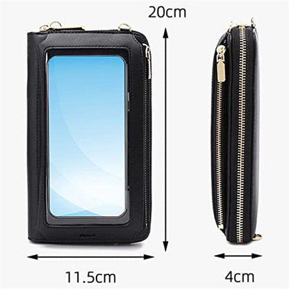 Lady Crossbody Shoulder Bag Mobile Phone Purse Transparent Window Touch Screen Wallet Waterproof Anti-scratch - color: D