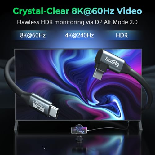 SMALLRIG USB4 40Gbps USB-C Cable 240W 60cm/23.6in - 5076 - size: 60 cm/23.6 in, style: Straight to Angled