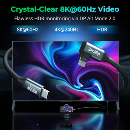 SMALLRIG USB4 40Gbps USB-C Cable 240W 60cm/23.6in - 5076 - size: 60 cm/23.6 in, style: Straight to Angled