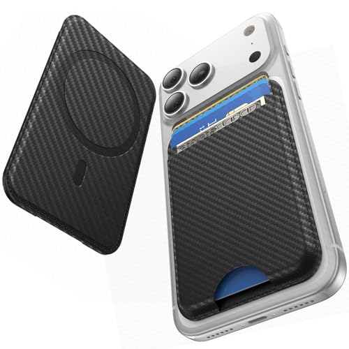 for MagSafe Wallet, 5 Card Holder, Slim Leather Magnetic Wallet for iPhone 17/16/15/14/13/12 Pro Max Plus Air Series, 1 Card Slots & 1 Cash Slot,Carbon Fiber - color: Carbon Fiber