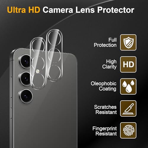 3 Pack Privacy Screen Protector for Samsung Galaxy S24 FE With 3 Pack Camera Lens Protector, Anti Spy Tempered Glass Film, 9H Hardness, Black Protector, Anti-Scratch, Bubble Free - size: Galaxy S24 FE FK33