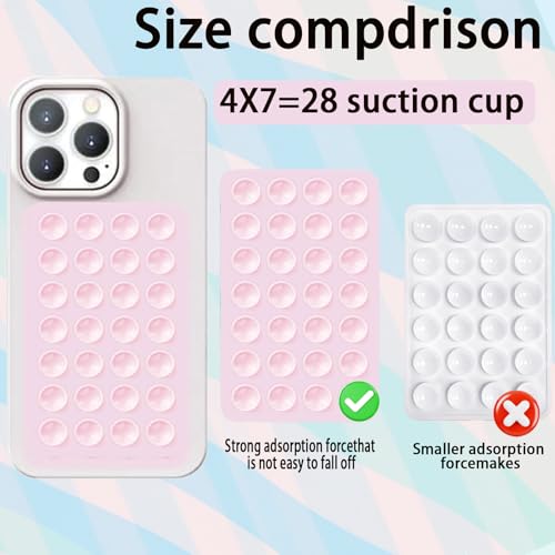 Rookii 2Pcs Suction Phone Holders Double-Sided,Hands-Free Silicone Suction Pad Sticky Phone Grip,Non Slip Case Sticky Pad Grip for Stand,Shower Mirror and Car Selfie (Black White) - color: black white