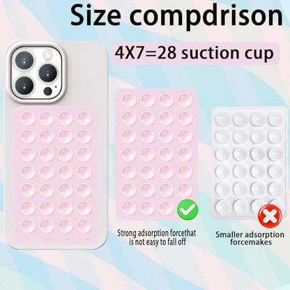 Rookii 2Pcs Suction Phone Holders Double-Sided,Hands-Free Silicone Suction Pad Sticky Phone Grip,Non Slip Case Sticky Pad Grip for Stand,Shower Mirror and Car Selfie (Black) - color: black