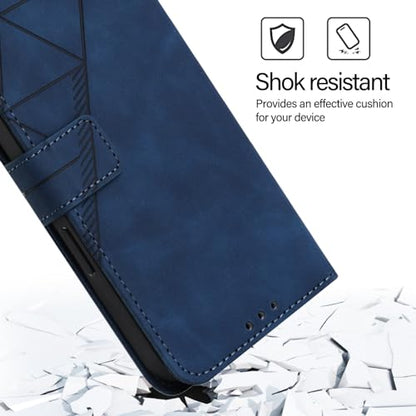 Faux Leather Flip Wallet Case for Motorola Moto G75, YBS Blue | Card Slots Storage, Magnetic Closure, Hands-Free Kickstand, RFID Blocking, Precise Cutouts - color: Blue