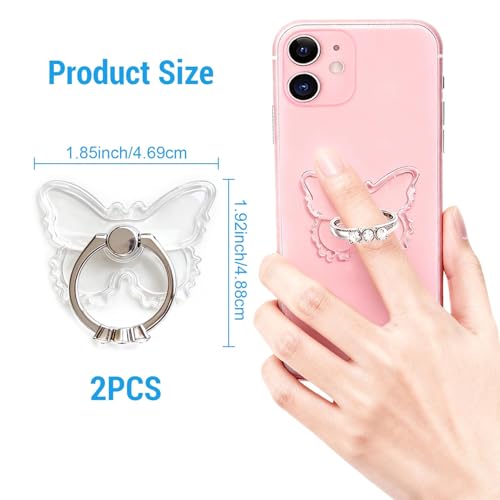 2PcsTransparent Phone Ring Holder,Clear Butterfly Phone Ring Grip