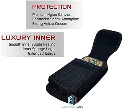 AH Military Grade Cell Phone Carrier Holster Men Belt Holder, Compatible With iPhone 12 Mini SE 5 5S 5C Samsung J1 J3 LG K7 K10 & More, Fits Defender/Thick Heavy Duty Case - color: BLACK, size: BLACK - SMALL