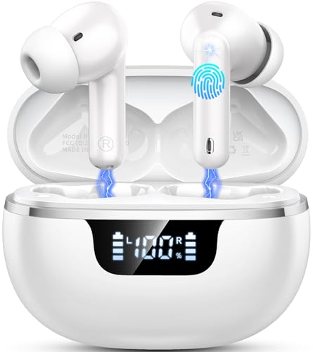 Wireless Earbuds, Bluetooth 5.4 Headphones, Bluetooth In Ear Buds Earphones - color: Purle White