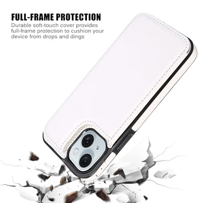 Wallet Case Compatible with iPhone 15,Slim Protective case with Card Holder,Premium PU Leather Kickstand Card Slots Case with 1 Screen Protective Glass for iPhone 15 (6.1")-White - color: White