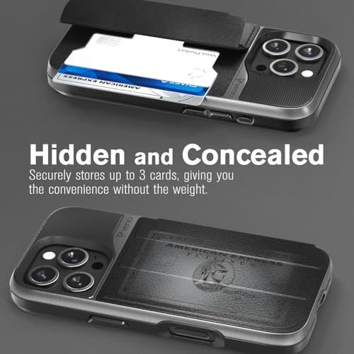 VENA vCommute for iPhone 16 Pro Wallet Case, Black | Military-Grade Drop Protection, Premium Leather Magnetic Flap Cover, Hidden Card Holder, RFID Blocking, Multi-Angle Kickstand - color: Classic - Black, size: iPhone 16 Pro