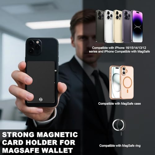 Magsafe Phone Wallet with Adjustable Stand,Pop up Phone Card Holder Black - color: Black
