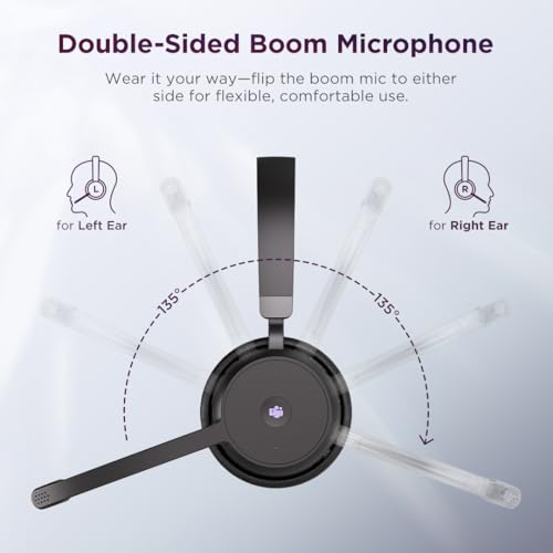 Lenovo Wireless VoIP Headset Teams Certified, Noise-Canceling Mic, Bluetooth 5.3 Multipoint, USB-A Receiver, 31-Hour Talk & 60-Hour Playback, Lightweight Over-Ear Design, Replaceable Earcups - style: Wireless - ENC (Teams)