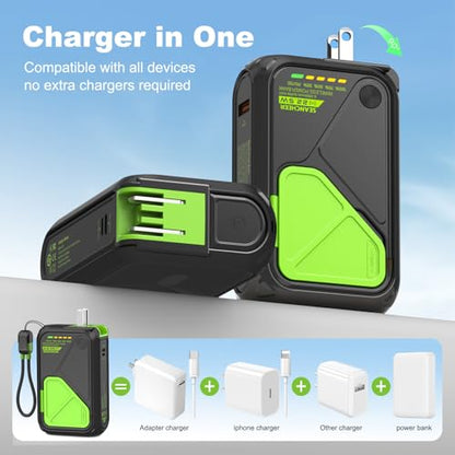 SEANCHEER P05 Portable Charger, Magnetic Power Bank Small PowerBank - color: Black2W