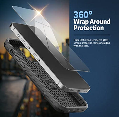 ENCASED Shockproof Case Compatible with iPhone 14 - Ultra Protective Heavy Duty Phone Cover, Rebel Series (Black) - color: Black, size: iPhone 14