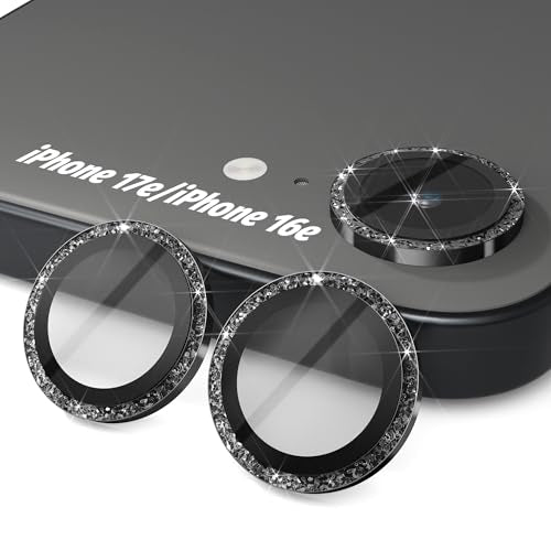 (3 Pack) Orzero Camera Lens Protector for iPhone 17e / iPhone 16e, [EZ Install] [Case-Friendly] 9H Tempered Glass Bling Lens Cover Accessories, Military-Grade Shockproof, HD Clarity Anti-Glare - Glitter Black - color: Glitter Black, size: iPhone 17e/16e