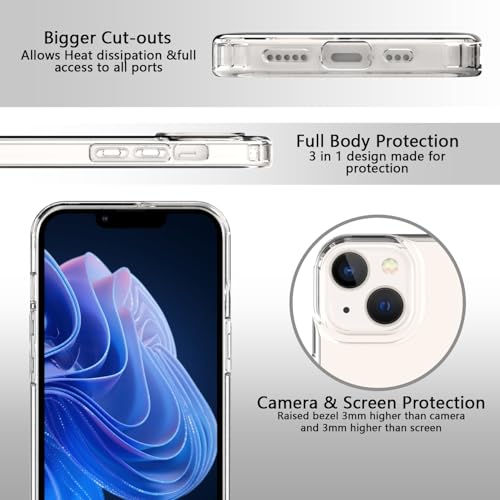 Phone Case for iPhone 14 Clear, [Crystal Clear][Non-Yellowing] Slim Shockproof Reinforced Drop Protective Flexible TPU Back Cover Phone Case for iPhone 14 Protective Case(Transparent) - color: Transparent