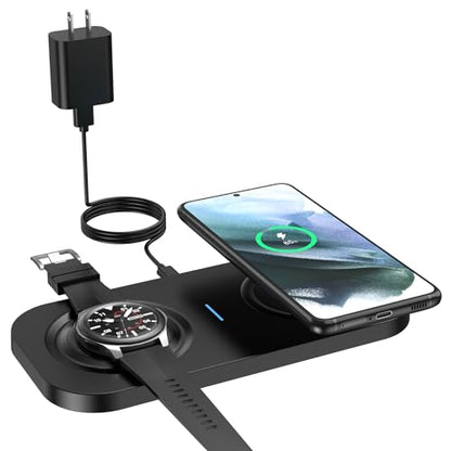 2-in-1 Wireless Charging Station for Samsung: TAMOXI Induction Charger Stand Fast Compatible with Galaxy S23/S22/S21/S20 Galaxy Watch/Buds - Carbon Black - style: for Samsung Watch