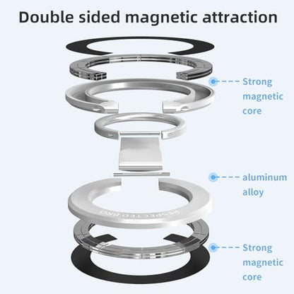 RESPECTED BRO Magnetic-Phone-Ring-Holder with Dual Rings, Compatible with iPhone 17/16/15/14/13/12, Multifunctional Stand for Desk,Office,Gym,Kitchen & All Metal Surfaces, Finger Loop Grip (Silver) - color: Silver